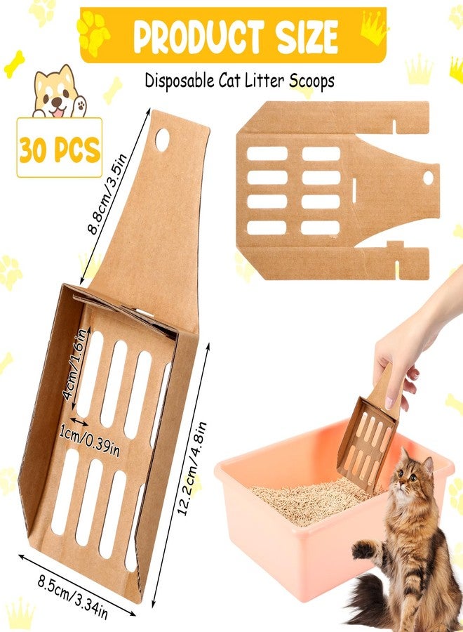 Watersay 30 Pcs Disposable Cat Litter Scoops 8.3x3.3 Inch Portable Kitty Litter Scooper with Holder Shovel Cardboard Plastic Free Litter Scoop with Holes for Travel Cat Litter Box - Image 2